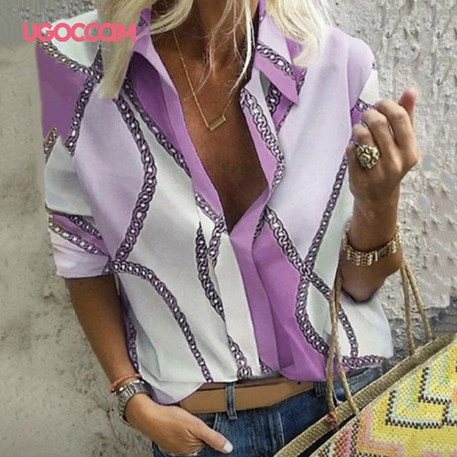 UGOCCAM Women Blouses Long Sleeve Autumn Blouse Women Shirt Office Blusas Elegant Work Shirt Plus Size Fashion Women Top blusa