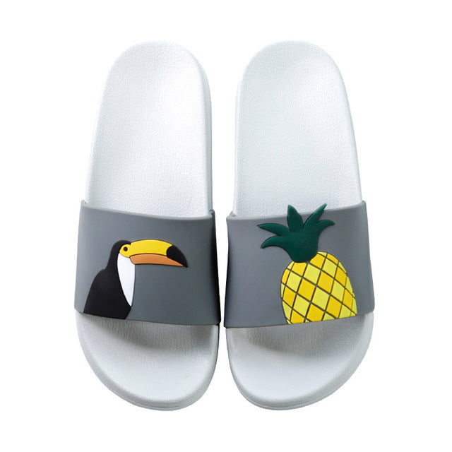 Cartoon Unicorn Cute Animal Fruit Women Home Slippers Summer Sandals Ladies Slides Indoor House Shoes Flip Flops Sandalias Mujer