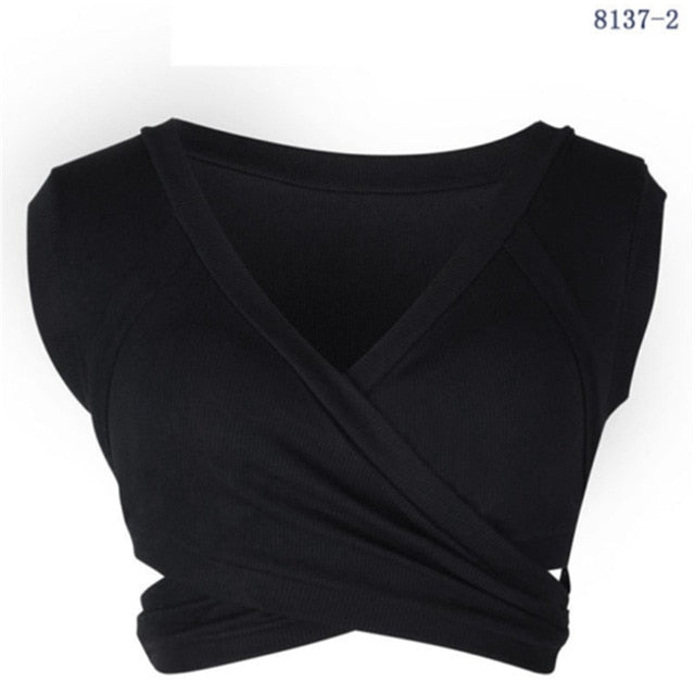 2020 New Fashion Summer Women Cotton V-Neck Slim Crop Top Bandage Short Sleeve Camis Tees Tanks Bandeau Top Party Clothes Tops