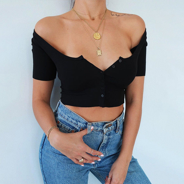 2020 New Fashion Summer Women Cotton V-Neck Slim Crop Top Bandage Short Sleeve Camis Tees Tanks Bandeau Top Party Clothes Tops