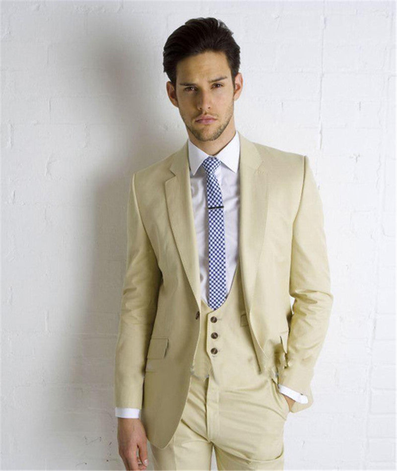 Retro Simple Mens Wedding Tuxedos Slim Custom Online Casual Man Spring Party Suits Blazer Plus Size Tailored (Jacket+Pants+Vest)