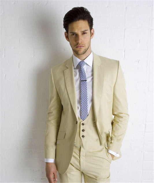 Retro Simple Mens Wedding Tuxedos Slim Custom Online Casual Man Spring Party Suits Blazer Plus Size Tailored (Jacket+Pants+Vest)
