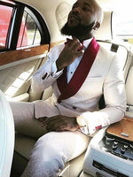 Tuxedos  Wide Lapel Groomsmen Mens Wedding Suits  (Jacket+Pants+BowTie)