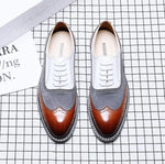 Men Vintage Casual Leather Brogue Shoes Lace Up Casual Shoes Dress Shoes Brogue Shoes Spring  Classic Male Casual F108