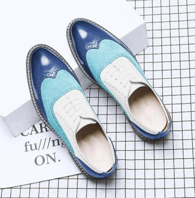 Men Vintage Casual Leather Brogue Shoes Lace Up Casual Shoes Dress Shoes Brogue Shoes Spring  Classic Male Casual F108