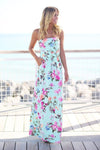 New Women's Summer Dress Sexy Ladies Strapless Vintage Boho Female Flower Print Long Maxi Womens Sleeveless Beach Dress Sundress