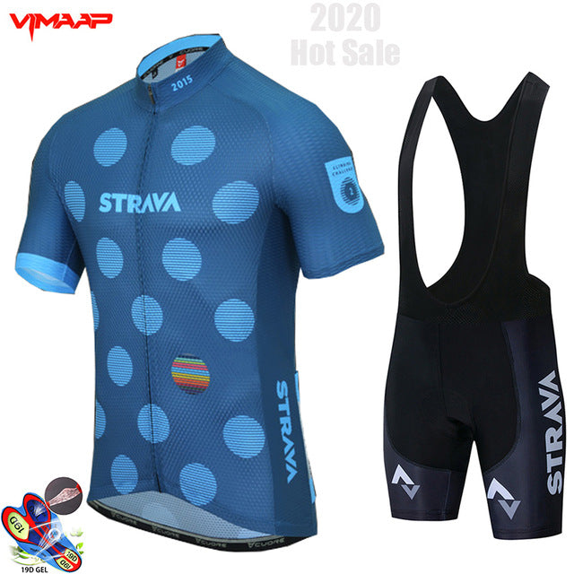 New STRAVA 2020 Pro Team cycling jersey men's bike shorts set MTB Ropa Ciclismo summer bicycling Sport Maillot wear Clothing