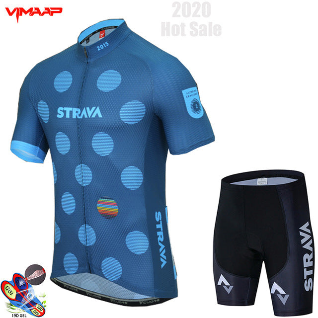 New STRAVA 2020 Pro Team cycling jersey men's bike shorts set MTB Ropa Ciclismo summer bicycling Sport Maillot wear Clothing