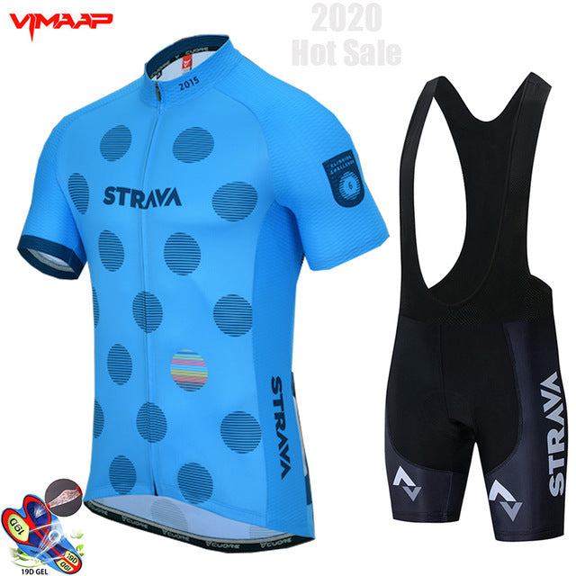 New STRAVA 2020 Pro Team cycling jersey men's bike shorts set MTB Ropa Ciclismo summer bicycling Sport Maillot wear Clothing