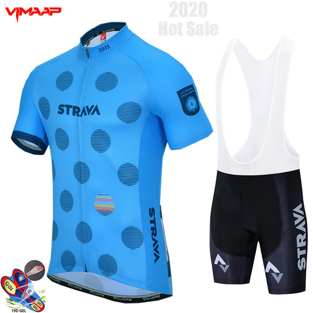 New STRAVA 2020 Pro Team cycling jersey men's bike shorts set MTB Ropa Ciclismo summer bicycling Sport Maillot wear Clothing
