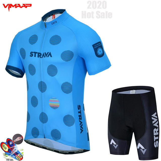 New STRAVA 2020 Pro Team cycling jersey men's bike shorts set MTB Ropa Ciclismo summer bicycling Sport Maillot wear Clothing