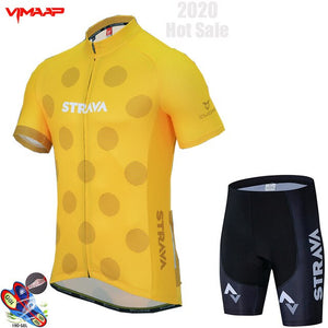 New STRAVA 2020 Pro Team cycling jersey men's bike shorts set MTB Ropa Ciclismo summer bicycling Sport Maillot wear Clothing
