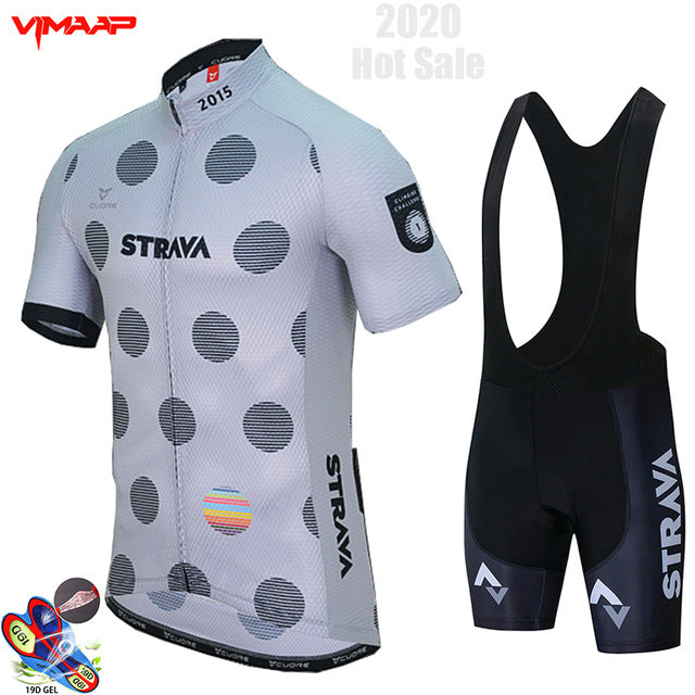 New STRAVA 2020 Pro Team cycling jersey men's bike shorts set MTB Ropa Ciclismo summer bicycling Sport Maillot wear Clothing