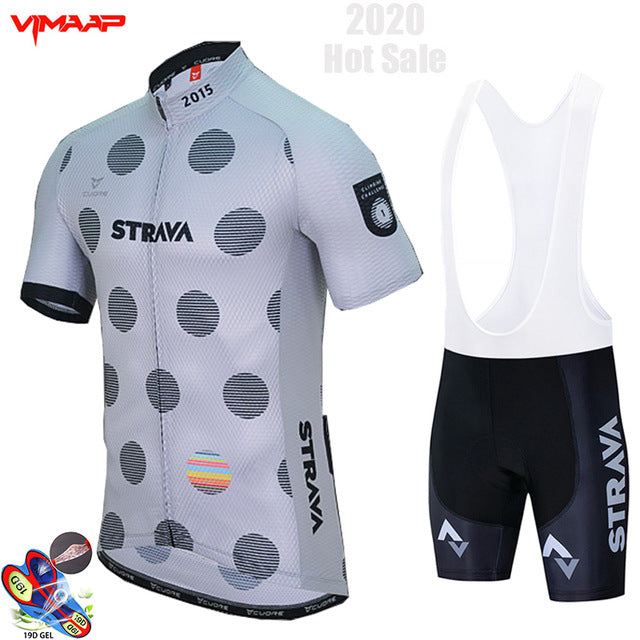 New STRAVA 2020 Pro Team cycling jersey men's bike shorts set MTB Ropa Ciclismo summer bicycling Sport Maillot wear Clothing