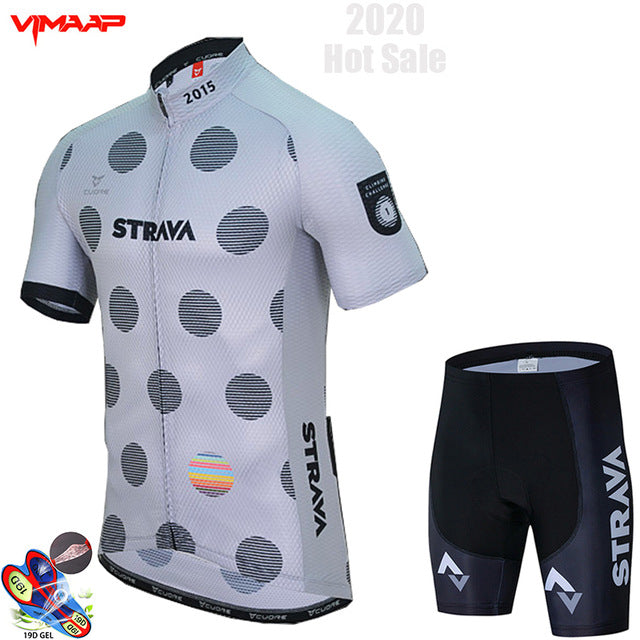 New STRAVA 2020 Pro Team cycling jersey men's bike shorts set MTB Ropa Ciclismo summer bicycling Sport Maillot wear Clothing