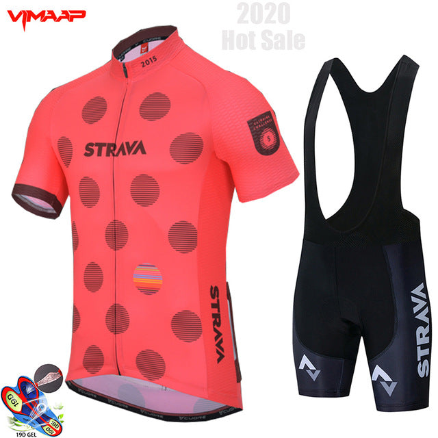 New STRAVA 2020 Pro Team cycling jersey men's bike shorts set MTB Ropa Ciclismo summer bicycling Sport Maillot wear Clothing