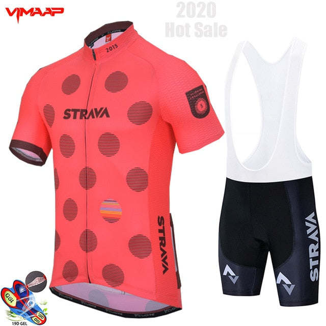 New STRAVA 2020 Pro Team cycling jersey men's bike shorts set MTB Ropa Ciclismo summer bicycling Sport Maillot wear Clothing