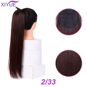 85CM Super Long Straight Clip Tail Wig Ponytail Wig and Synthetic Hair Clip Ponytail Extended 3 Colors Optional Headwear