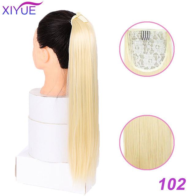 85CM Super Long Straight Clip Tail Wig Ponytail Wig and Synthetic Hair Clip Ponytail Extended 3 Colors Optional Headwear