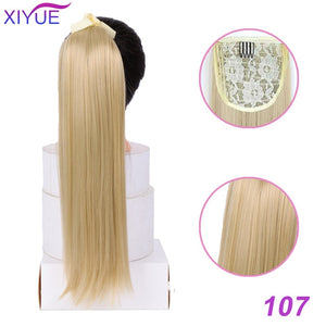 85CM Super Long Straight Clip Tail Wig Ponytail Wig and Synthetic Hair Clip Ponytail Extended 3 Colors Optional Headwear