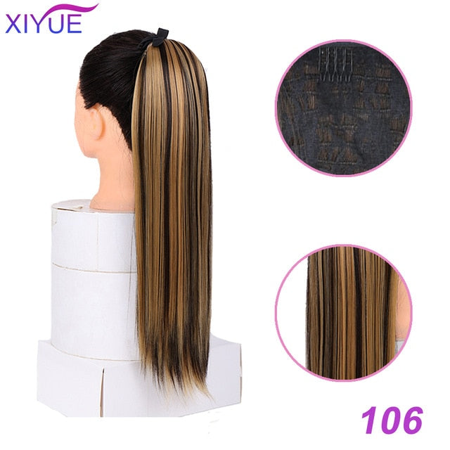 85CM Super Long Straight Clip Tail Wig Ponytail Wig and Synthetic Hair Clip Ponytail Extended 3 Colors Optional Headwear