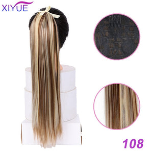 85CM Super Long Straight Clip Tail Wig Ponytail Wig and Synthetic Hair Clip Ponytail Extended 3 Colors Optional Headwear