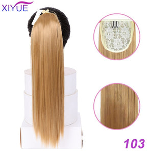 85CM Super Long Straight Clip Tail Wig Ponytail Wig and Synthetic Hair Clip Ponytail Extended 3 Colors Optional Headwear