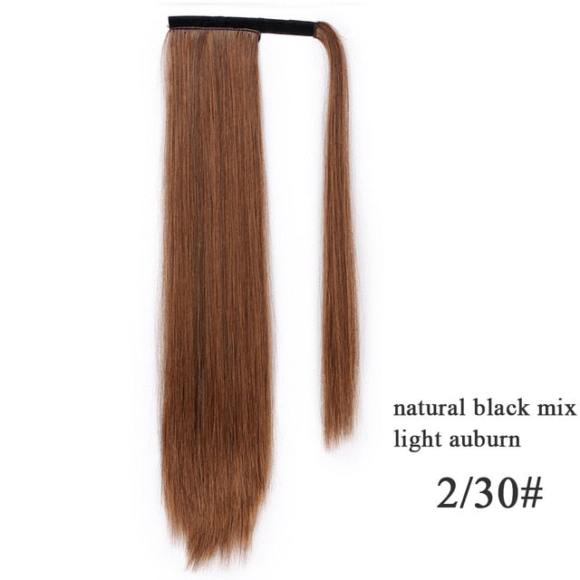 Vigorous Wavy Ponytail Extension for Women Synthetic Wrap Around Magic Paste Ponytail Corn Clip in Hairpiece Black Fake Hair