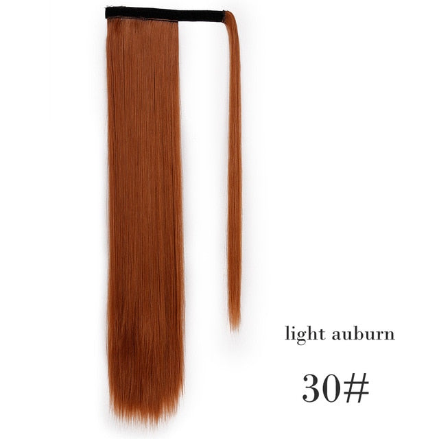 Vigorous Wavy Ponytail Extension for Women Synthetic Wrap Around Magic Paste Ponytail Corn Clip in Hairpiece Black Fake Hair