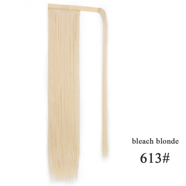 Vigorous Wavy Ponytail Extension for Women Synthetic Wrap Around Magic Paste Ponytail Corn Clip in Hairpiece Black Fake Hair