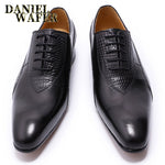 Luxury Men Oxford Shoes Men Dress Shoes Leather Italian Red Black Hand-polished Pointed Toe Lace up Wedding Office Formal Shoes