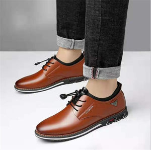 Newest Luxury Pointed Toe Casual Leather Shoes Men's Fashion Lace Up Business Dress Oxfords Solid Wedding Office Males Flats Man