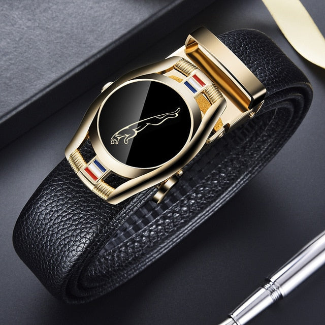 CARTELO Leather Belts for Men 3.5cm Width Sports car Brand Fashion Automatic Buckle Black Genuine Leather Belt Men's Belts Cow