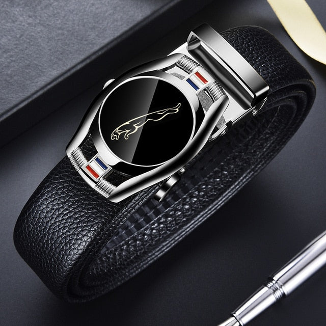 CARTELO Leather Belts for Men 3.5cm Width Sports car Brand Fashion Automatic Buckle Black Genuine Leather Belt Men's Belts Cow