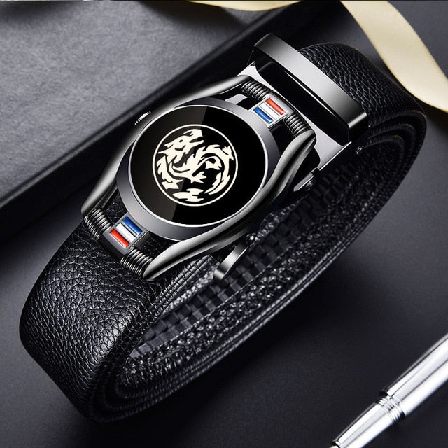 CARTELO Leather Belts for Men 3.5cm Width Sports car Brand Fashion Automatic Buckle Black Genuine Leather Belt Men's Belts Cow