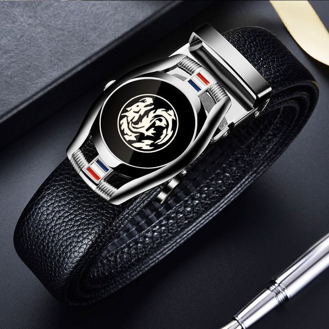 CARTELO Leather Belts for Men 3.5cm Width Sports car Brand Fashion Automatic Buckle Black Genuine Leather Belt Men's Belts Cow