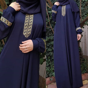 2020 New Women's Fashion Muslim Dress Vintage Islamic Loose Clothing Elegant Dubai Turkish Long Sleeve Party Dresses