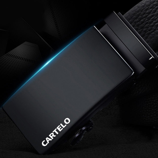 CARTELO Leather Belts for Men 3.5cm Width Sports car Brand Fashion Automatic Buckle Black Genuine Leather Belt Men's Belts Cow