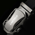 CARTELO Leather Belts for Men 3.5cm Width Sports car Brand Fashion Automatic Buckle Black Genuine Leather Belt Men's Belts Cow