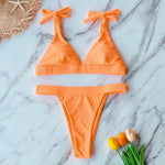2023 New High Waist Bikini Women Swimsuit Push Up Swimwear Solid Halter Bikini Set Brazilian Bathing Suit Swimming Wear Female