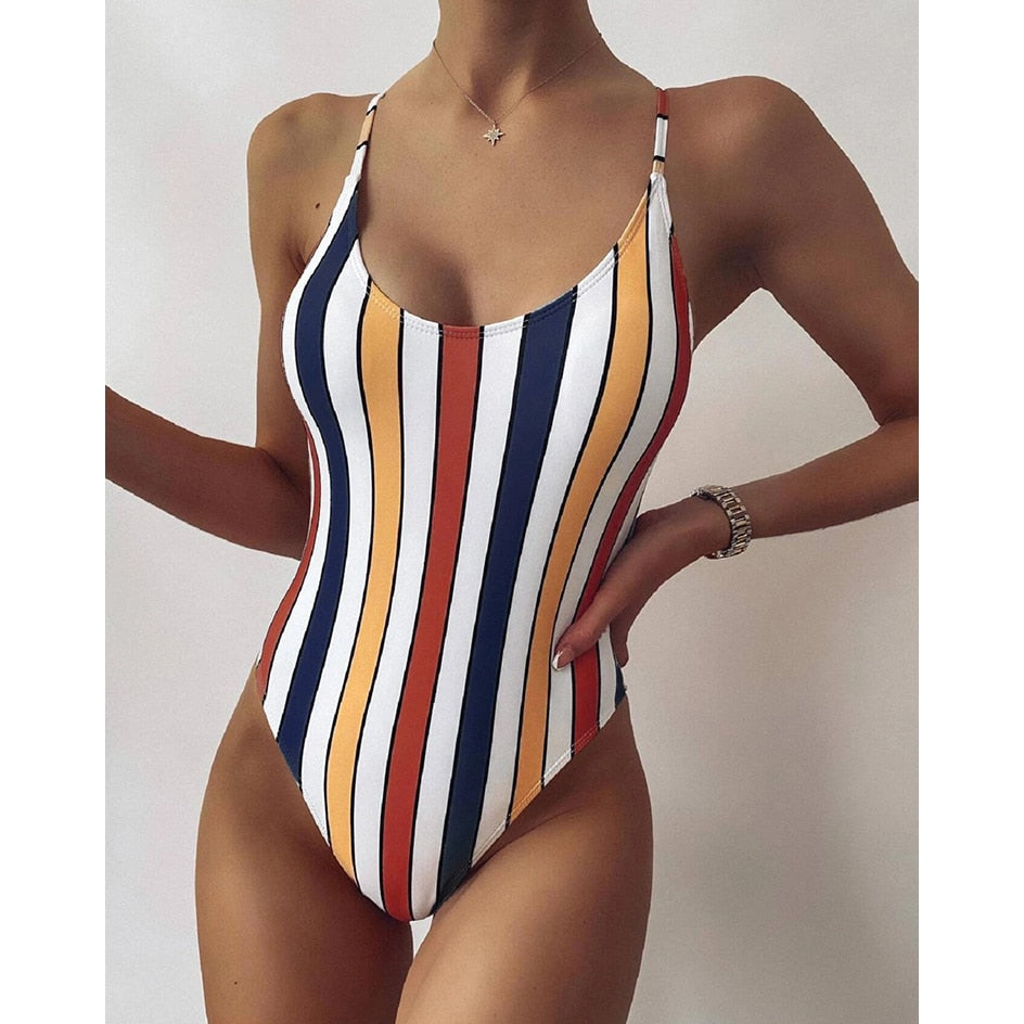 One Piece Swimsuit Women Swimwear 2023 Sexy Striped Bathing Suit Woman Bikini Swimming for Beach Wear Monokini Female Swimsuits