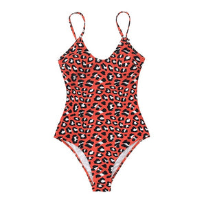 CUPSHE Red Leopard print V-neck One-Piece Swimsuit Sexy Cutout Padded Women Monokini 2021 New Girls Beach Bathing Suits Swimwear