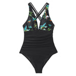 CUPSHE Black Leopard V-neck One-Piece Swimsuit Sexy Crisscross Back Women Monokini 2021 New Girls Beach Bathing Suits Swimwear
