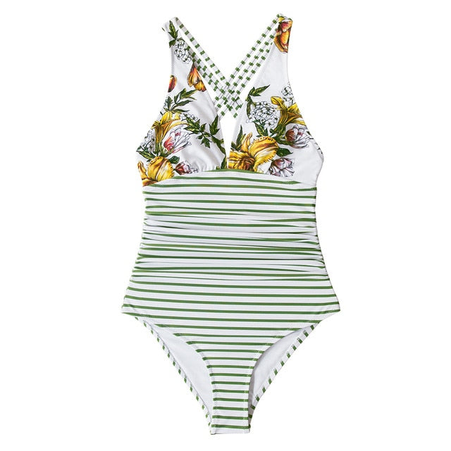 CUPSHE Black Leopard V-neck One-Piece Swimsuit Sexy Crisscross Back Women Monokini 2021 New Girls Beach Bathing Suits Swimwear