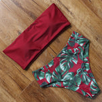 Leopard Bikini High Waist Swimsuit Women Bikini 2021 Push Up Bandeau Women Off Shoulder Beach Swimming Suit Brazilian Swimwear