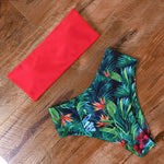 Leopard Bikini High Waist Swimsuit Women Bikini 2021 Push Up Bandeau Women Off Shoulder Beach Swimming Suit Brazilian Swimwear