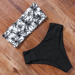Leopard Bikini High Waist Swimsuit Women Bikini 2021 Push Up Bandeau Women Off Shoulder Beach Swimming Suit Brazilian Swimwear