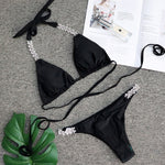 Rhinestone 2023 Swimsuit Women Bikinis Crystal Diamond Bikini Set Metal Chain Swimwear female Luxury Aristocratic Swimming Suit