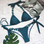 Rhinestone 2023 Swimsuit Women Bikinis Crystal Diamond Bikini Set Metal Chain Swimwear female Luxury Aristocratic Swimming Suit