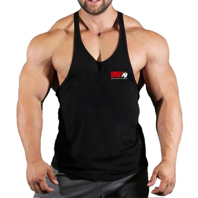 Gorilla wear fashion cotton sleeveless tank top men Fitness muscle shirt mens singlet Bodybuilding workout gym vest fitness men